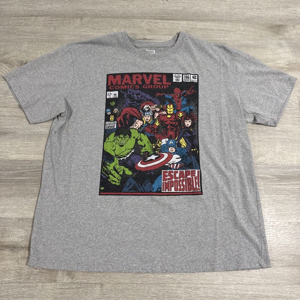 Marvel Shirt Avengers Escape Impossible Comic Cover Men's Gray XL Cotton Blend